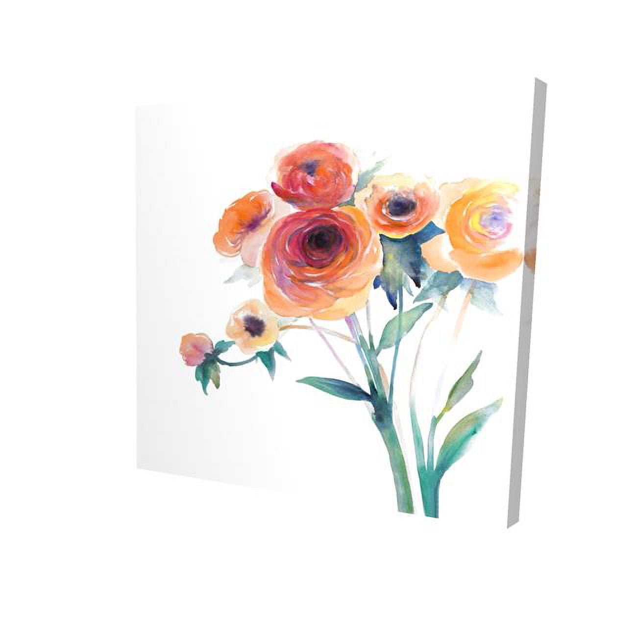 32 x 32 in. Watercolor Flowers-Print on Canvas