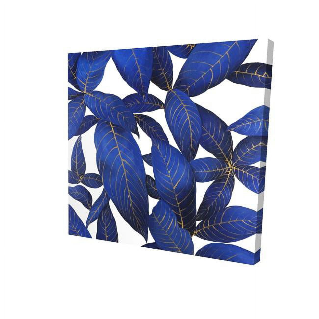 32 x 32 in. Abstract Modern Blue Leaves-Print on Canvas