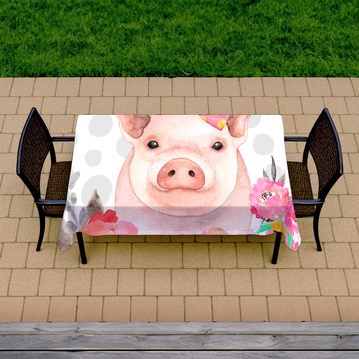 Picture of Begin Home Decor C1TCLRGET1UJ3D 58 x 102 in. Pretty Pig Pink Tablecloth - Indoor & Outdoor Home Decor