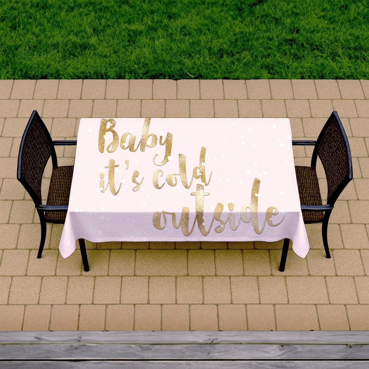 Picture of Begin Home Decor C1TCLRGEUWOT0C 58 x 102 in. Romantic Indoor & Outdoor Tablecloth - Baby Its Cold Outside Decor