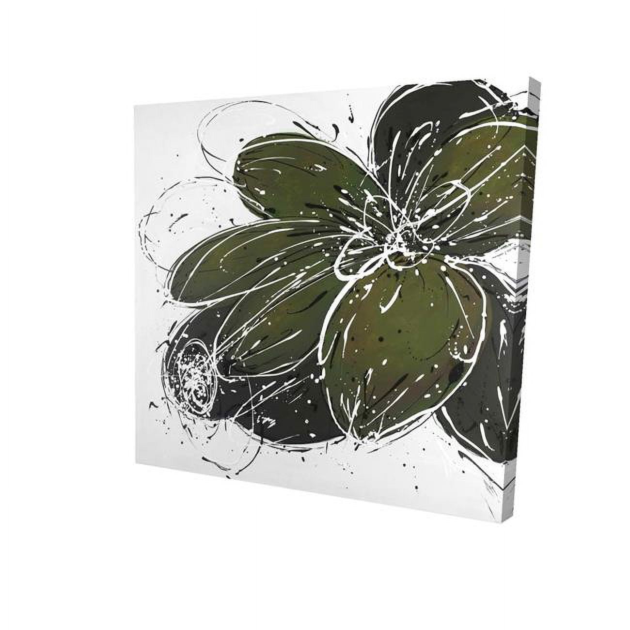 32 x 32 in. Green Flower with Splash Outline-Print on Canvas