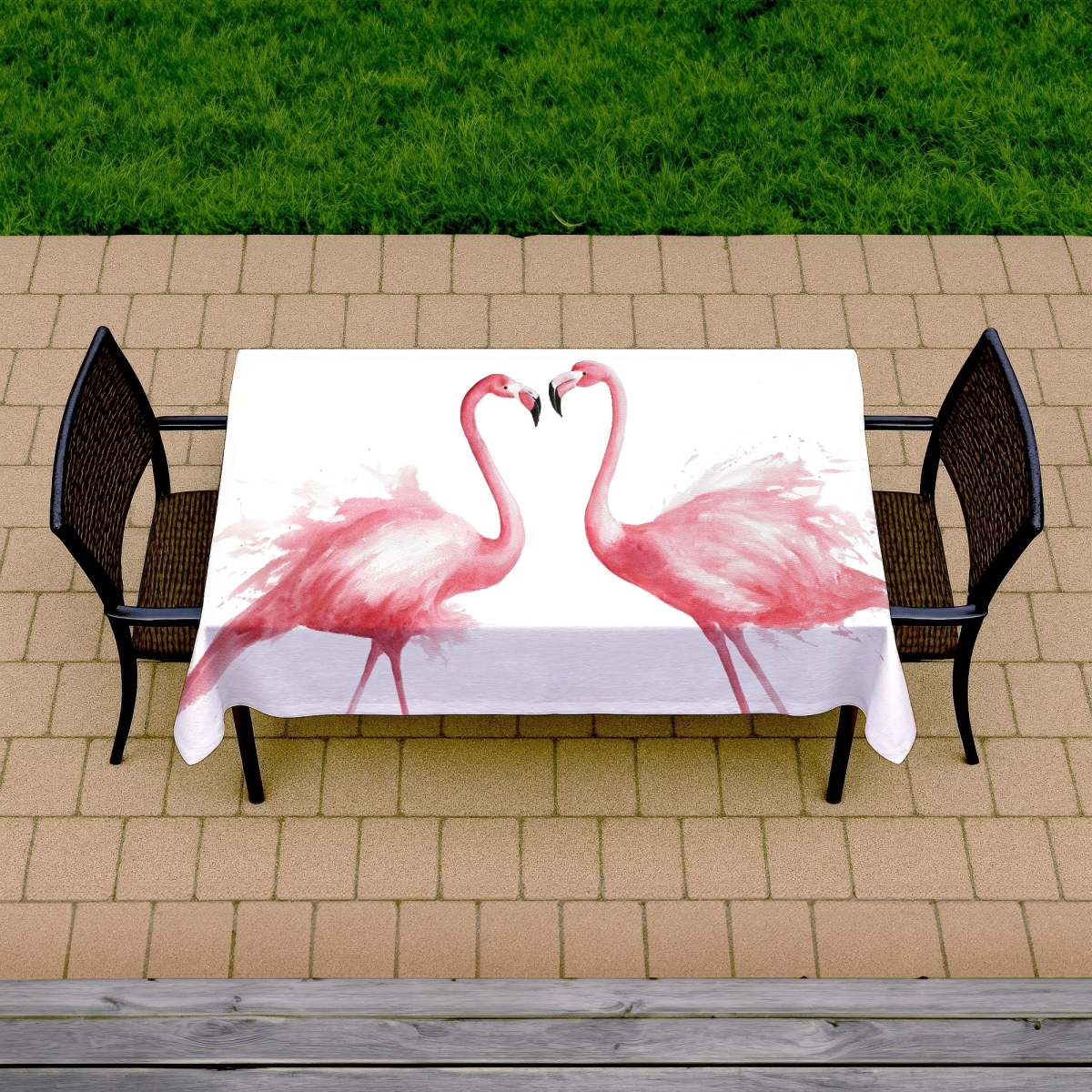 Picture of Begin Home Decor C1TCLRGESRH  58 x 102 in. Pink Flamingo Watercolor Tablecloth - Indoor & Outdoor Home Decor