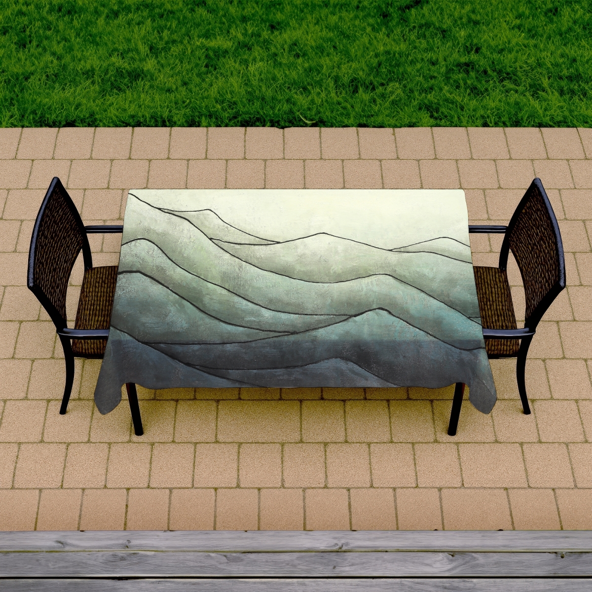 Picture of Begin Home Decor C1TCLRGELEJNJ6 58 x 102 in. In the Waves Tablecloth - Abstract Contemporary Indoor & Outdoor