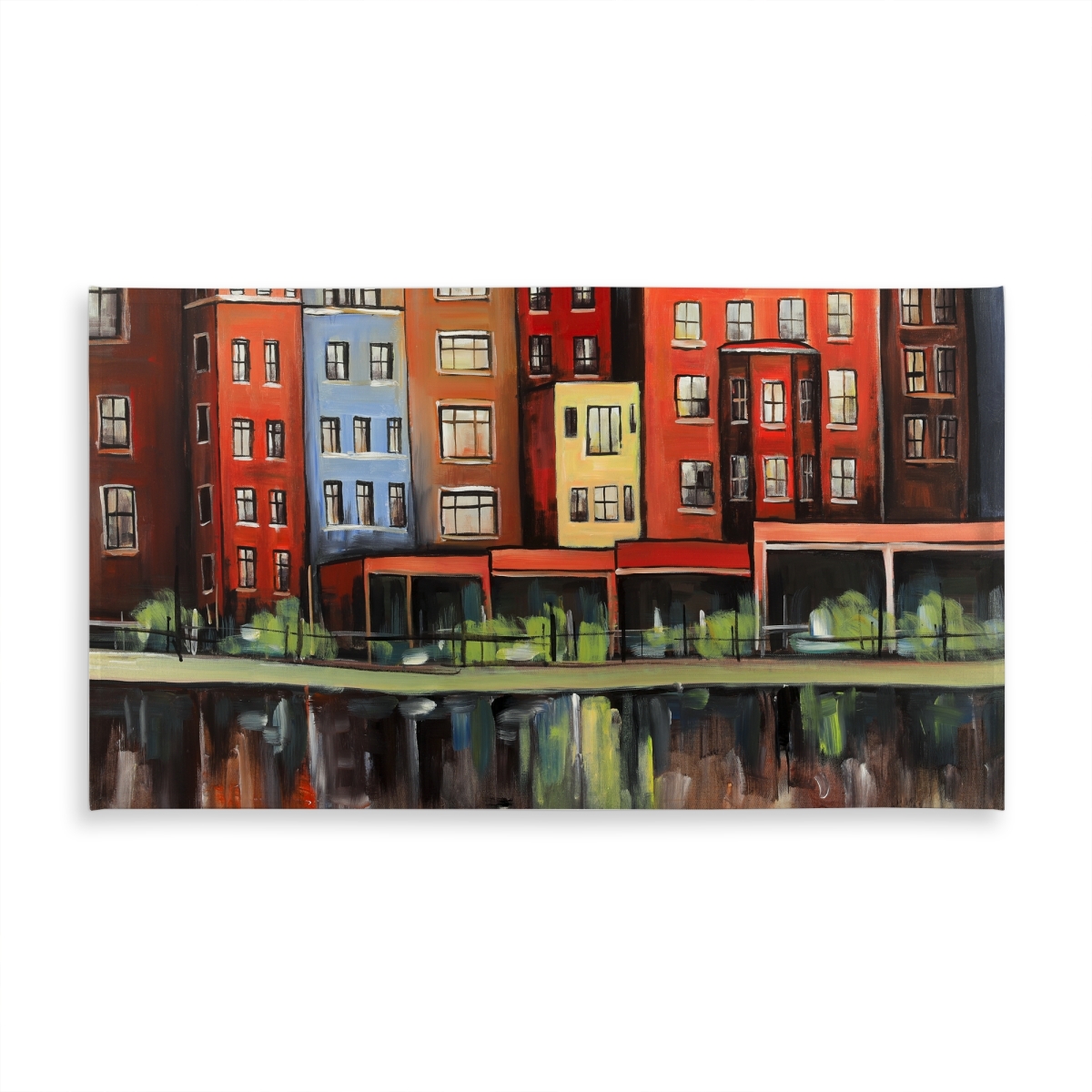 Picture of Begin Home Decor C1TCLRGELNB86J 58 x 102 in. Building Blue Cities Tablecloth - Boston Fall Colors Decor