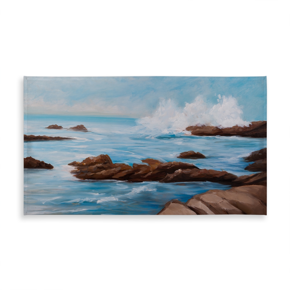 C1TCLRGEHNCADJ 58 x 102 in. Seaside Wave Coastal Blue Sea Tablecloth - Indoor & Outdoor Decor