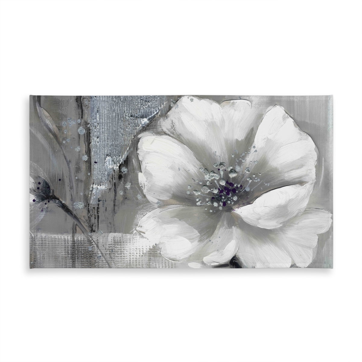 Picture of Begin Home Decor C1TCLRGEY6ERGW 58 x 102 in. Botanical White Tablecloth - Monochrome Silver Flowers Decor