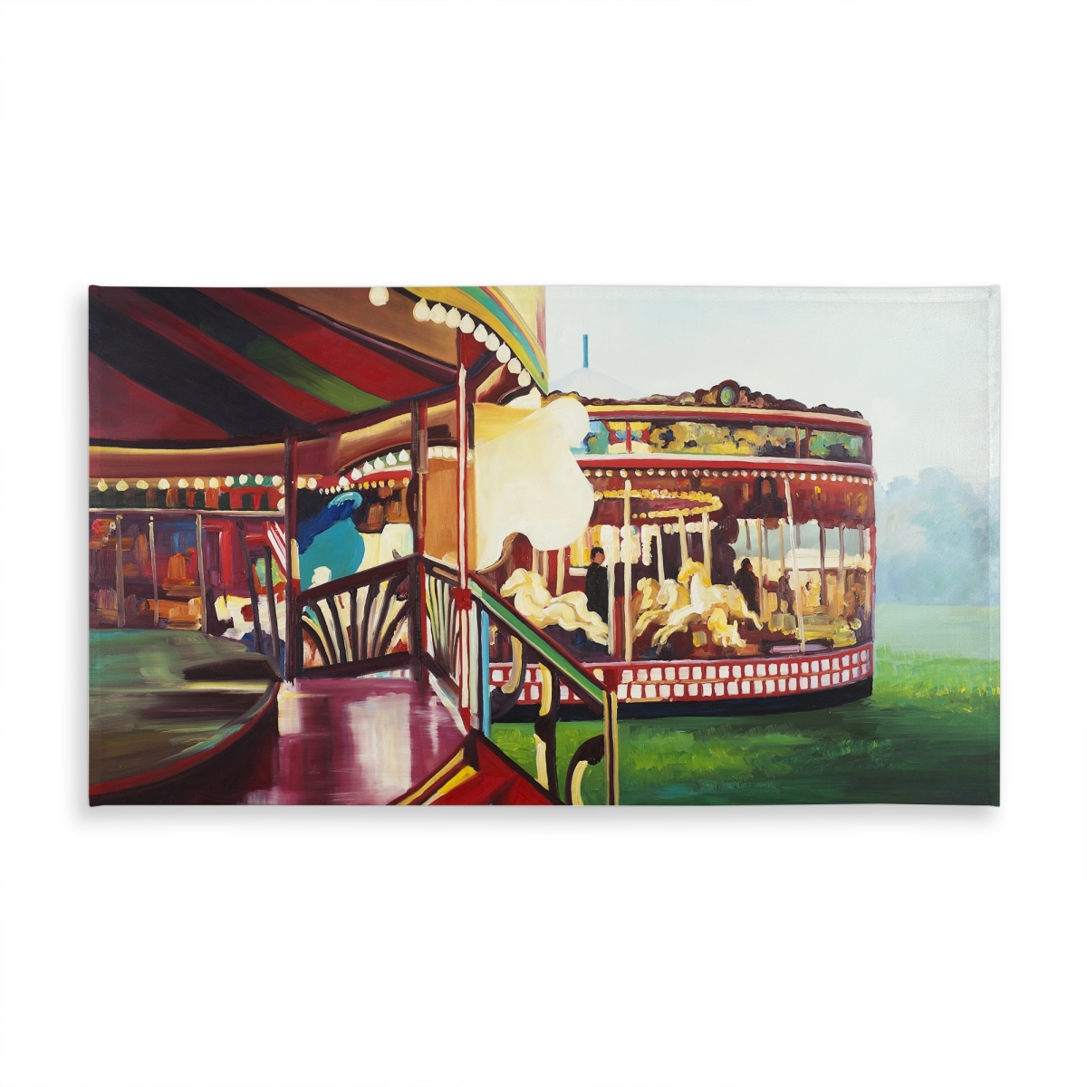 Picture of Begin Home Decor C1TCLRGE2CR2FW 58 x 102 in. Carousel in A Carnaval Tablecloth - Indoor & Outdoor Home Decor