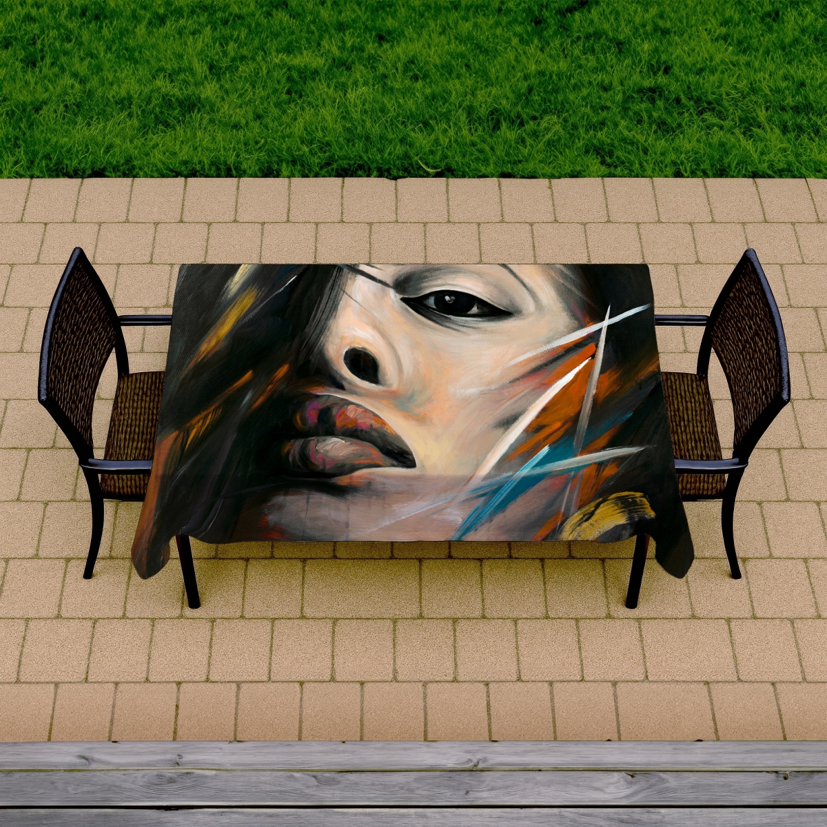 Picture of Begin Home Decor C1TCLRGEZAWEW9 58 x 102 in. Bohemian Beauty Abstract Woman Portrait Tablecloth - Home Decor