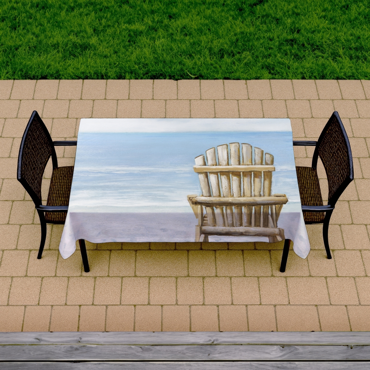 Picture of Begin Home Decor C1TCLRGETEL33W 58 x 102 in. Blue Coastal Sea Tablecloth - Indoor & Outdoor Home Decor