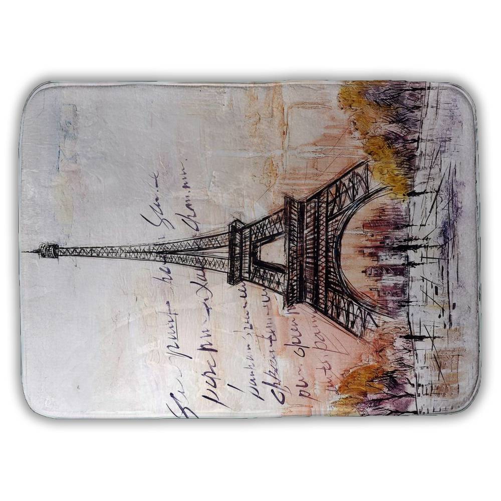 5930-2417-CI121 17 x 24 in. Gray Trees Bedroom Bath Mat - Eiffel Tower Sketch Decor