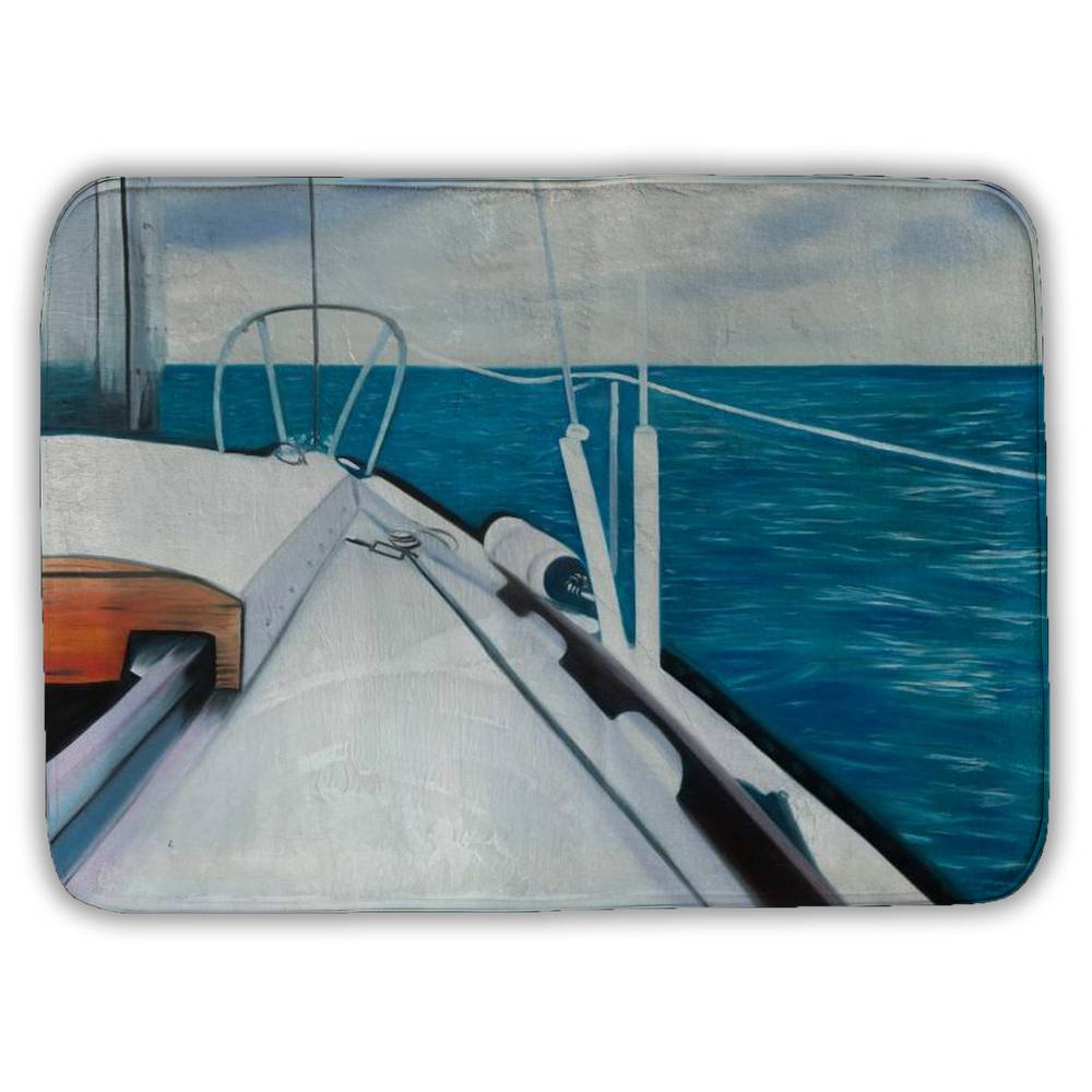 5930-1724-CO122 17 x 24 in. Sail on the Water Blue Coastal Bath Mat - Home Decor