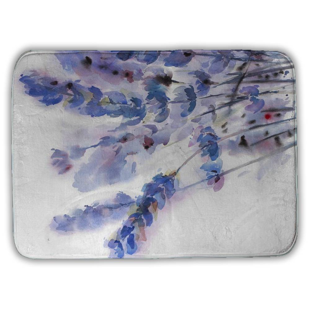 5930-2417-FL230 17 x 24 in. Rustic Purple Botanical Bath Mat - Watercolor Lavender Flowers