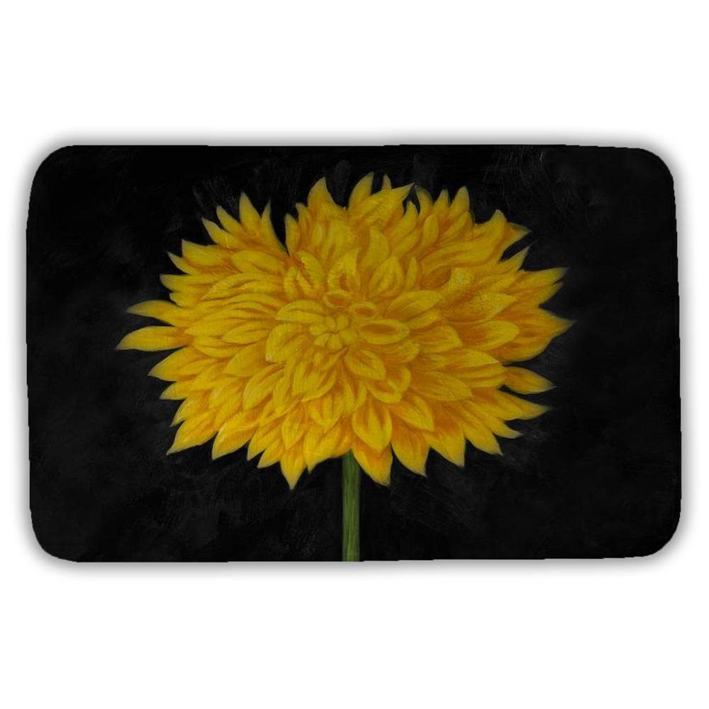 5930-2134-FL111 21 x 34 in. Yellow Chrysanthemum Botanical Bath Mat - Rustic Home Decor