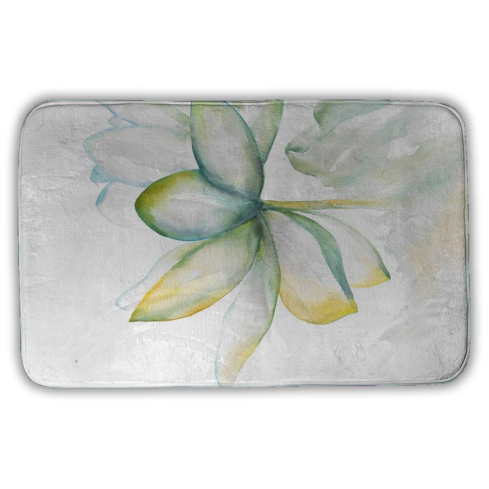 5930-3421-FL182 21 x 34 in. Romantic Botanical Green Bath Mat - Abstract Lotus Flower Decor
