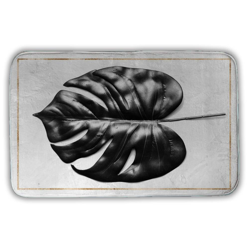 5930-3421-FL302-1 21 x 34 in. Exotic Botanical White Bath Mat - Split Leaf Philodendron Decor