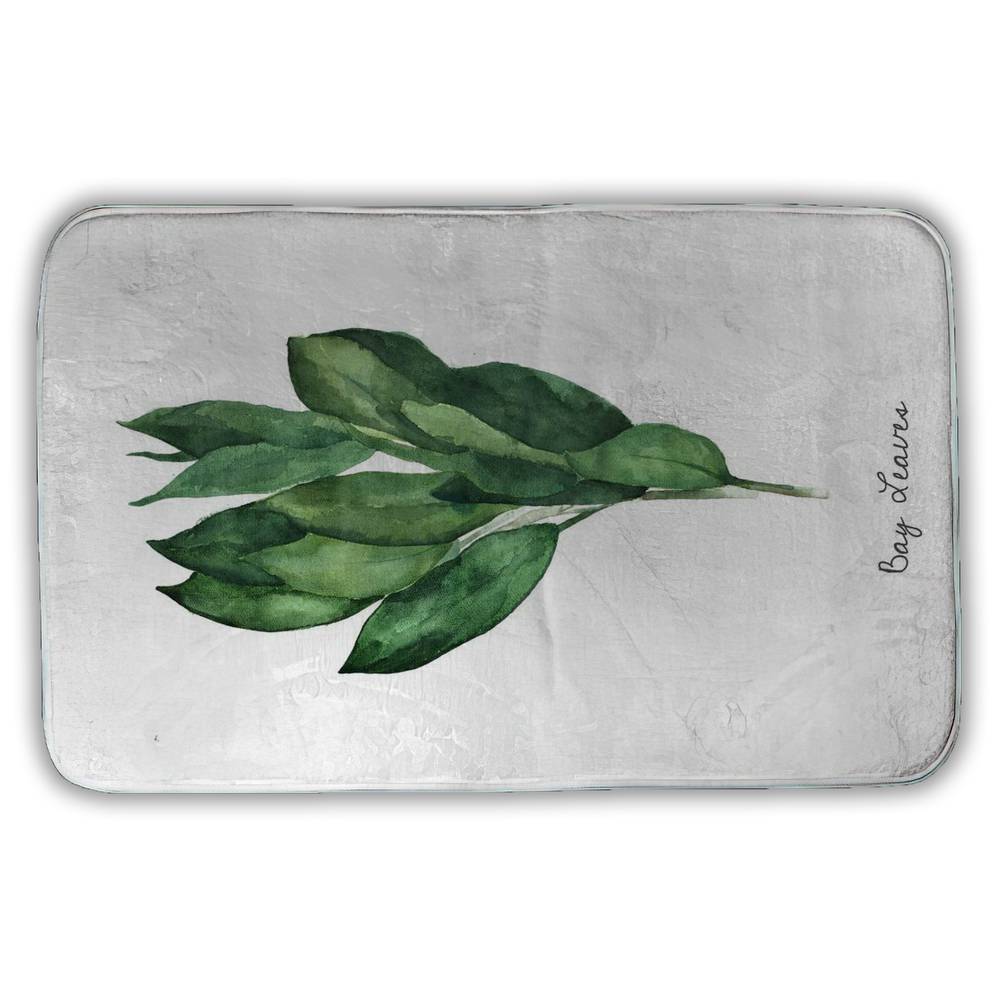 5930-3421-GA91-1 21 x 34 in. Bay Leaves Bundle Bath Mat - Illustrative White Home Decor
