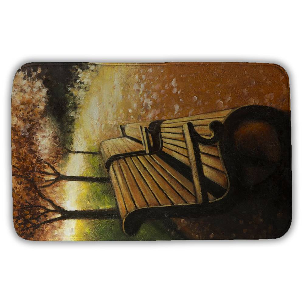 5930-3421-LA35 21 x 34 in. Park Bench on A Fall Day Bath Mat - Contemporary Bedroom Decor