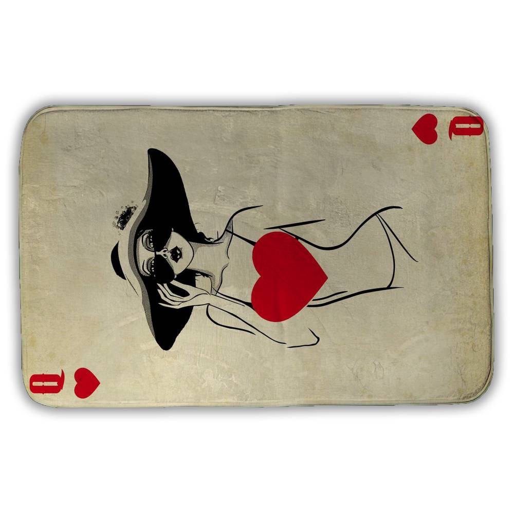 5930-3421-MI14 21 x 34 in. Queen of Hearts Retro Black Bath Mat - Home Decor Hobbies