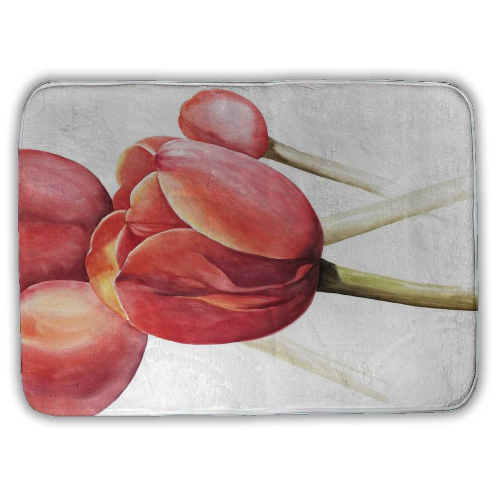 5930-2417-FL248 17 x 24 in. Rustic Botanical Bath Mat - Blossoming Tulips Home Decor