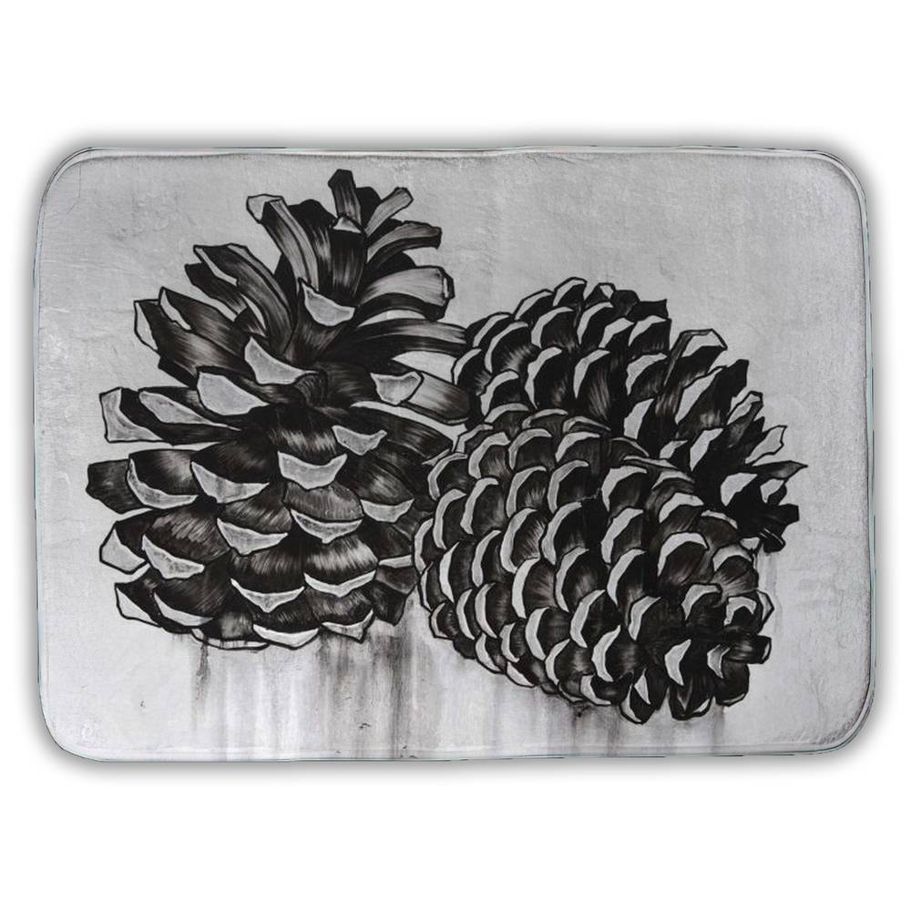 5930-1724-MI100 17 x 24 in. Three Small Pine Cones Bath Mat - Still Life Trees Decor