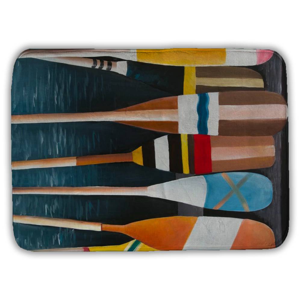 5930-2417-SP55 17 x 24 in. Colorful Paddles Blue Rustic Bath Mat - Home Decor