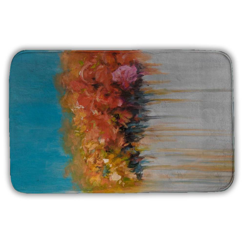 5930-3421-AB28 21 x 34 in. Orange Flowers Bundle Bath Mat - Contemporary Bathroom Decor