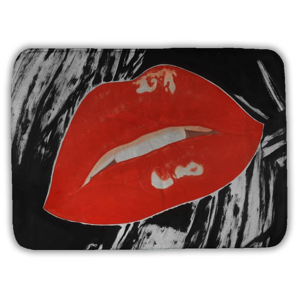 5930-1724-FI56 17 x 24 in. Black Retro Figurative Bath Mat - Kissable Lips Home Decor