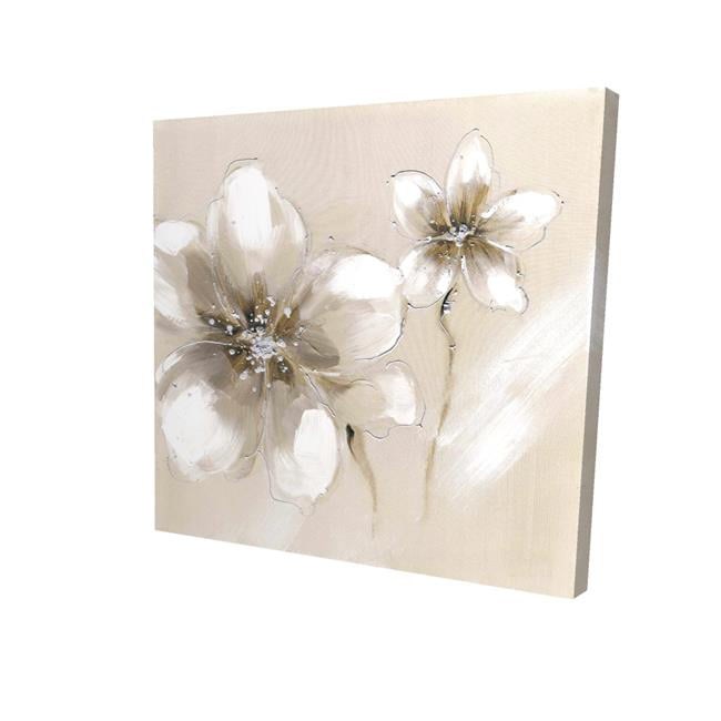 32 x 32 in. Two Cream Flowers-Print on Canvas