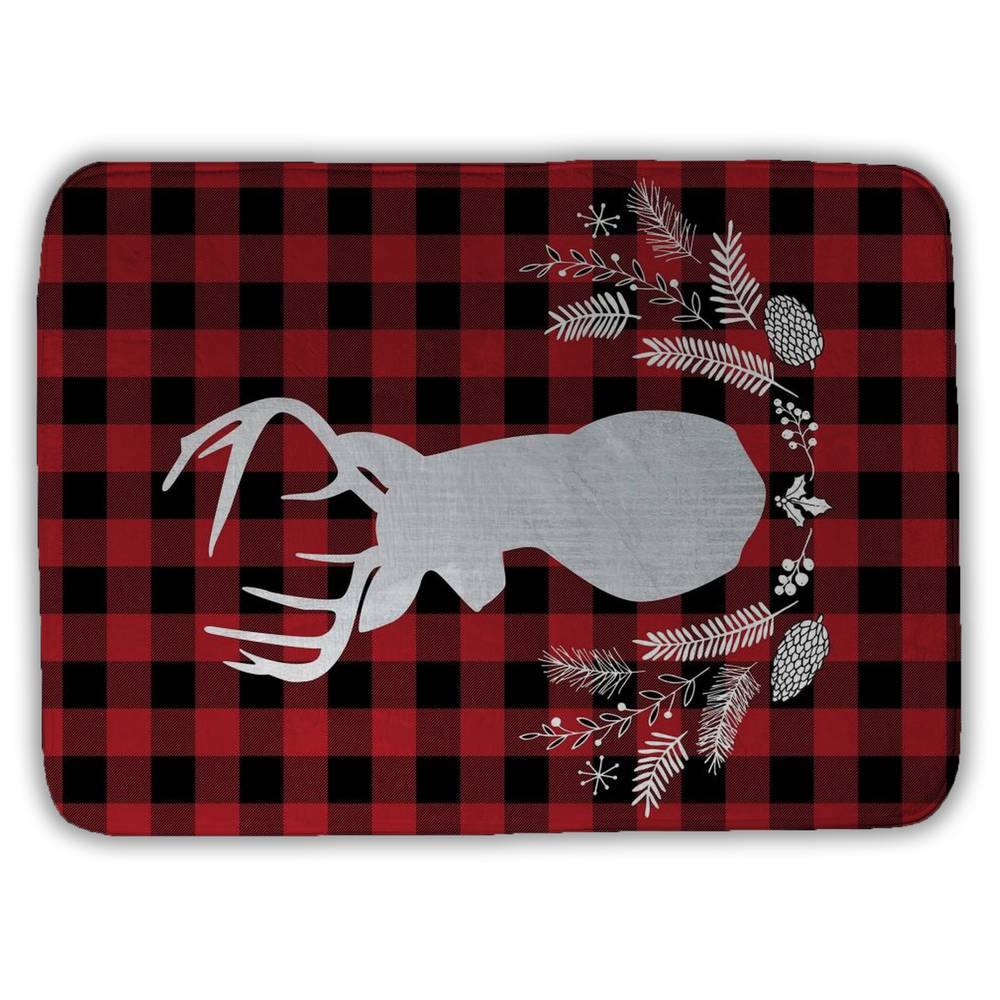 5930-2417-HO2 17 x 24 in. Deer Plaid Bath Mat - Holiday Kitchen Decor - Pattern Home