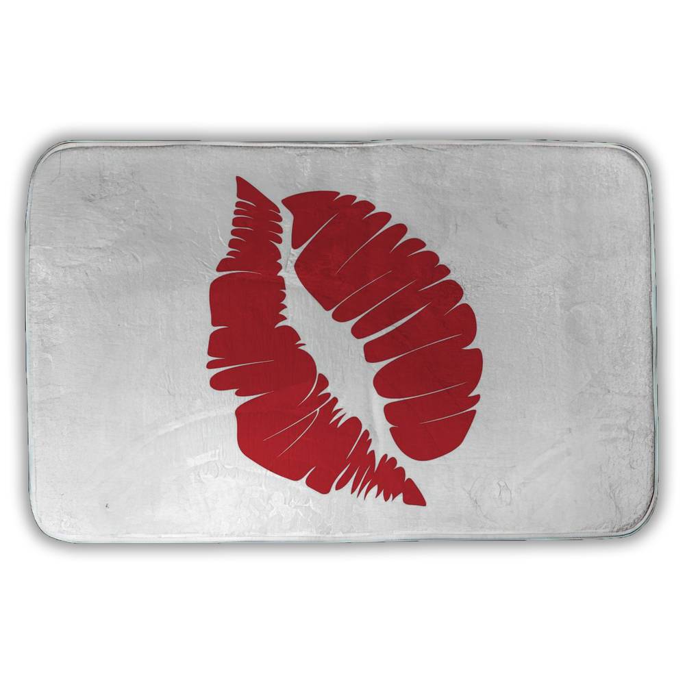 5930-3421-MI6 21 x 34 in. Red Lipstick Mark Bath Mat - Beauty Red Figurative Decor