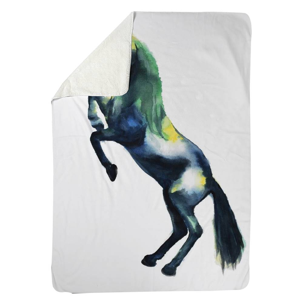5545-8060-AN367 60 x 80 in. Greeting Horse Sherpa Fleece Blanket - Cozy Animal Decor