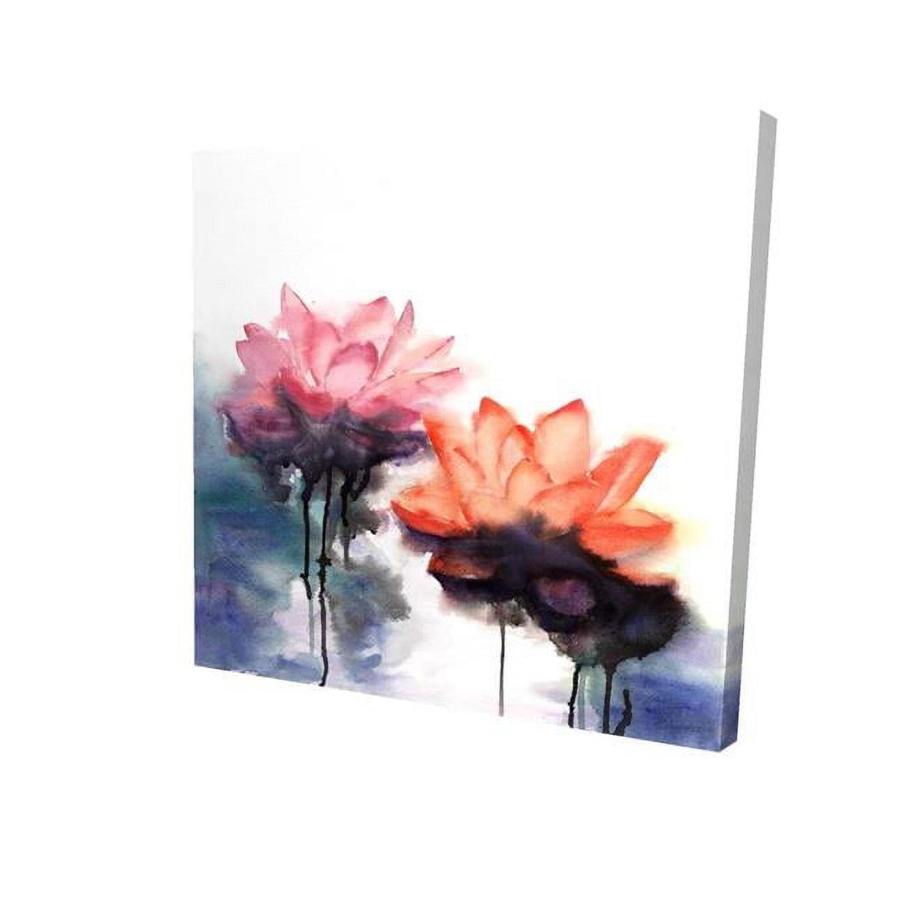 32 x 32 in. Watercolor Lotus Flowers-Print on Canvas