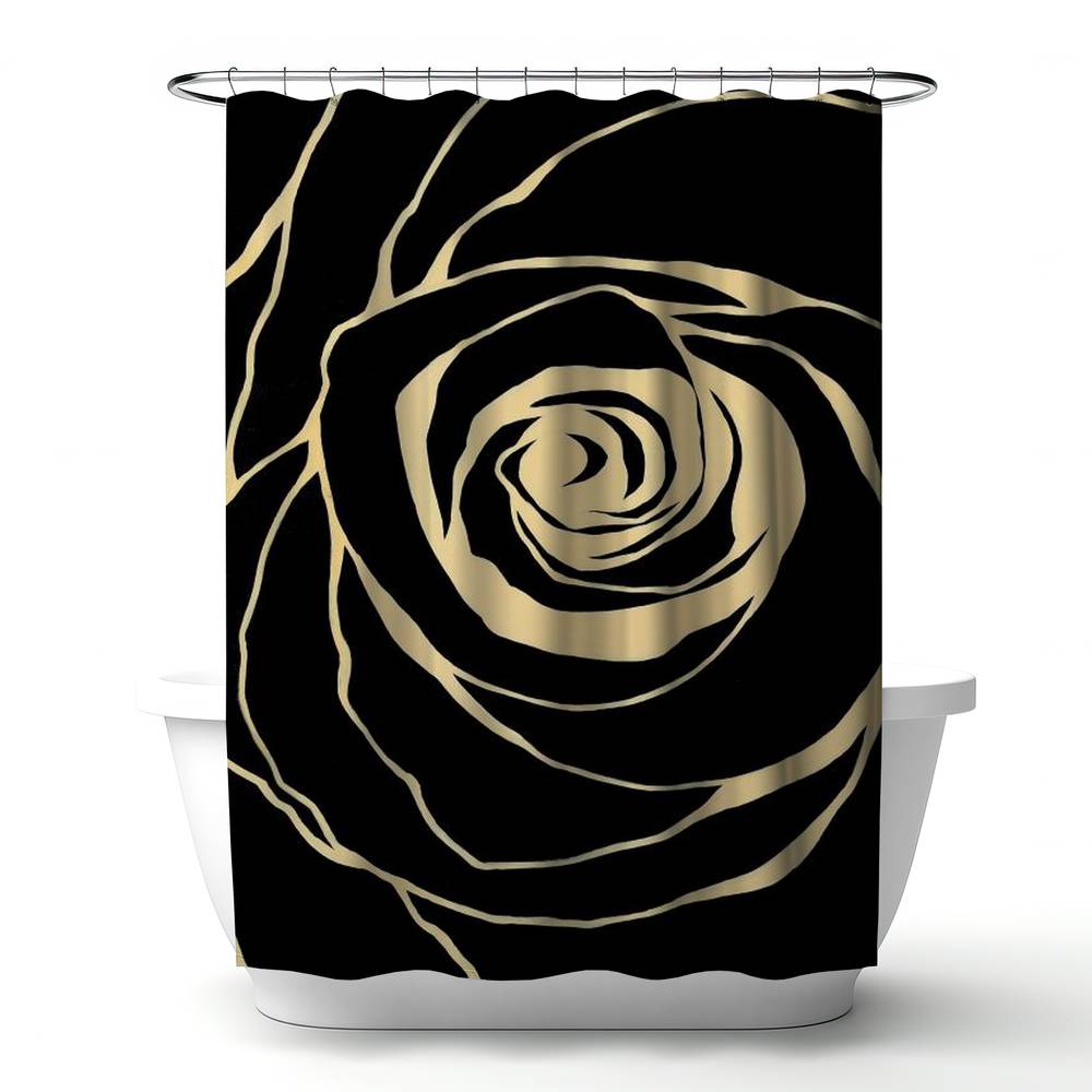 4240-7174-FL223 71 x 74 in. Black Rose Romantic Floral Shower Curtain - Home Decor