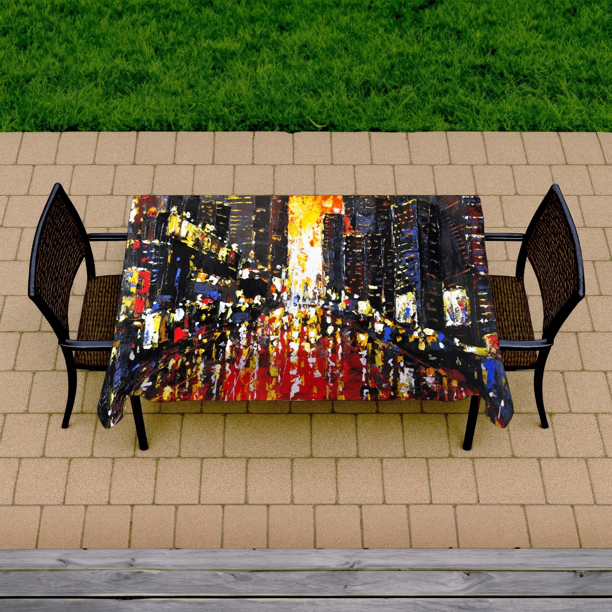 Picture of Begin Home Decor C1TCLRGEV7FVAT 58 x 102 in. Abstract Sunset Tablecloth - Indoor & Outdoor Home Decor