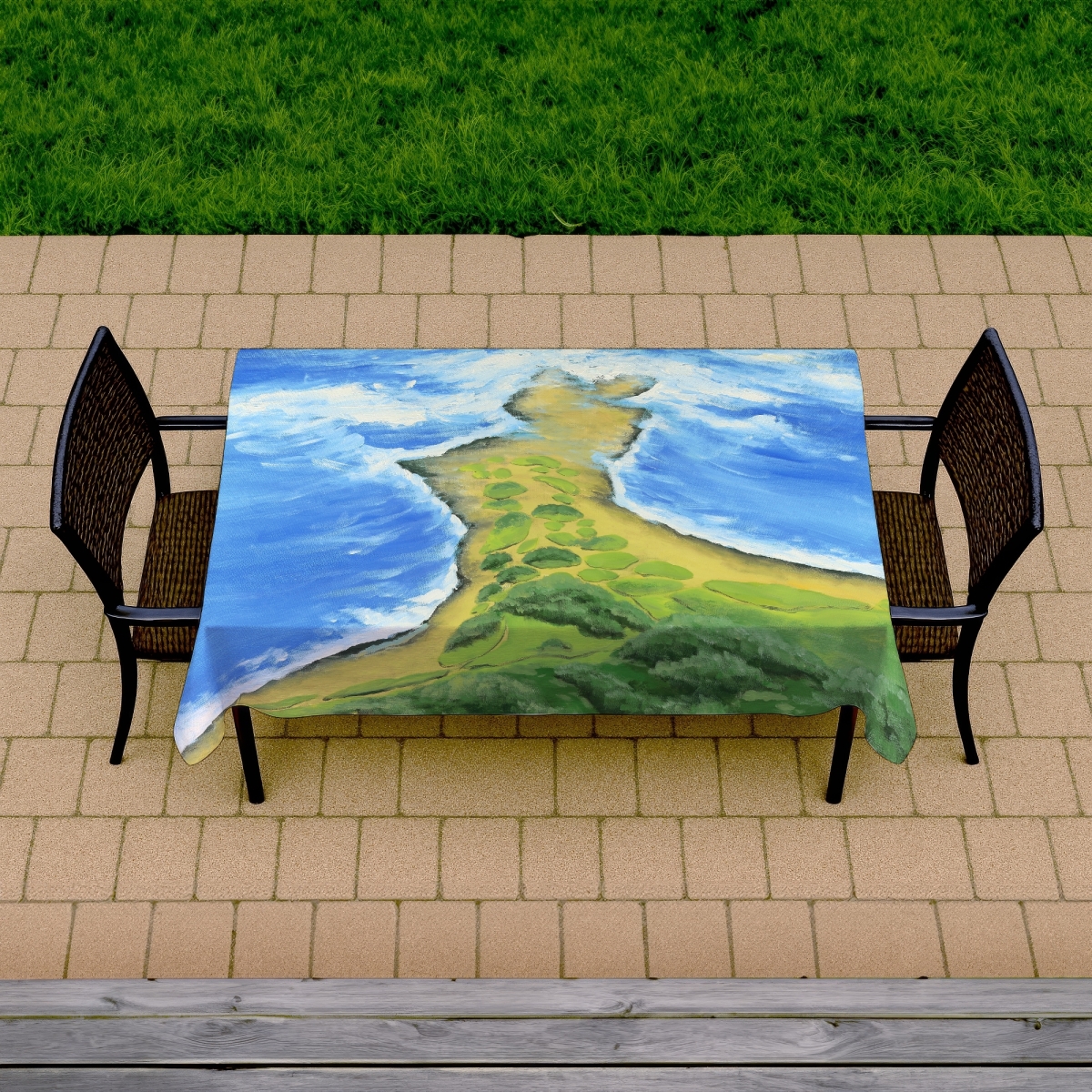 C1TCLRGEIVKUTF 58 x 102 in. Golf Course Coastal Tablecloth - Indoor & Outdoor Home Decor