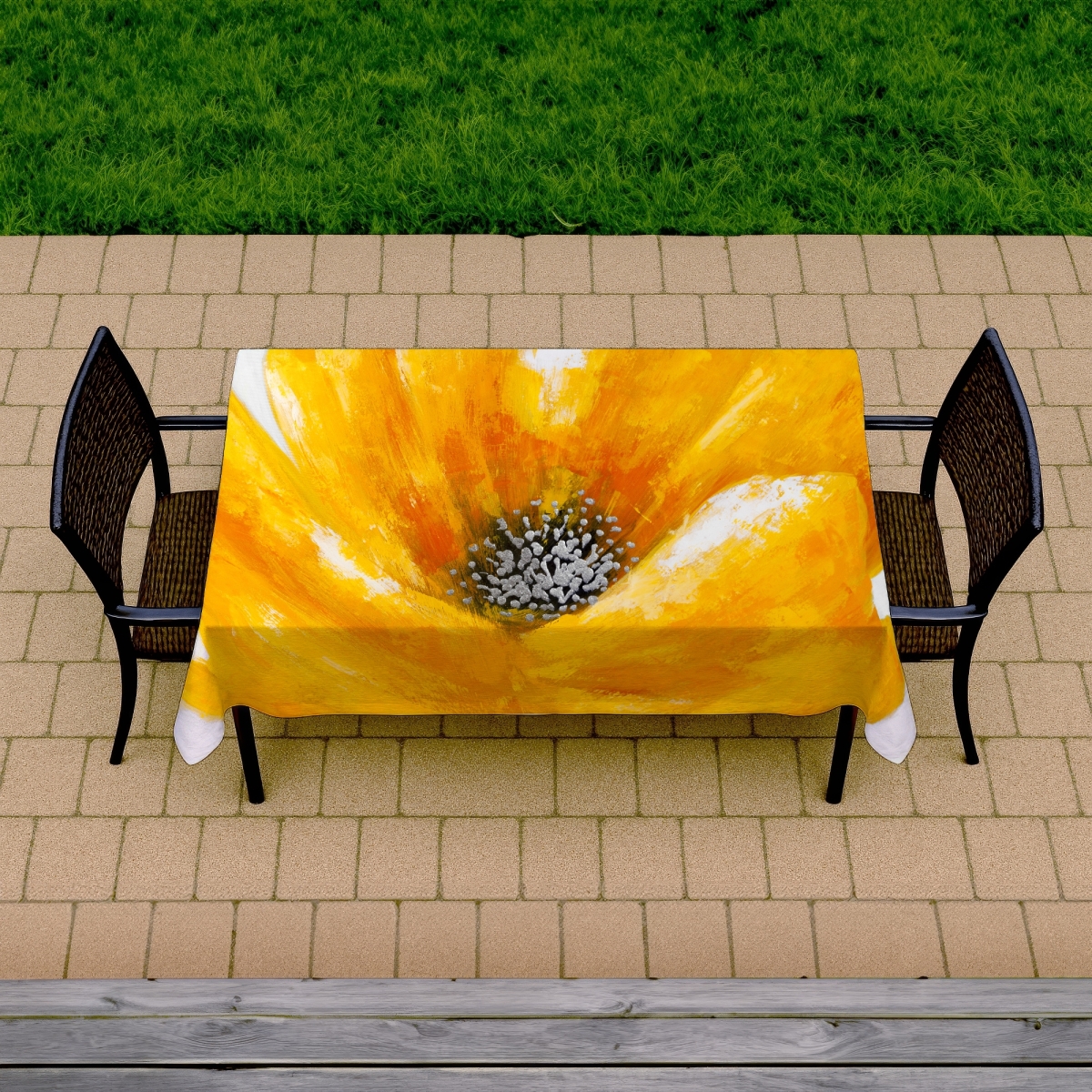 Picture of Begin Home Decor C1TCLRGEP6GOEP 58 x 102 in. Beautiful Yellow Flower Tablecloth - Indoor & Outdoor Decor