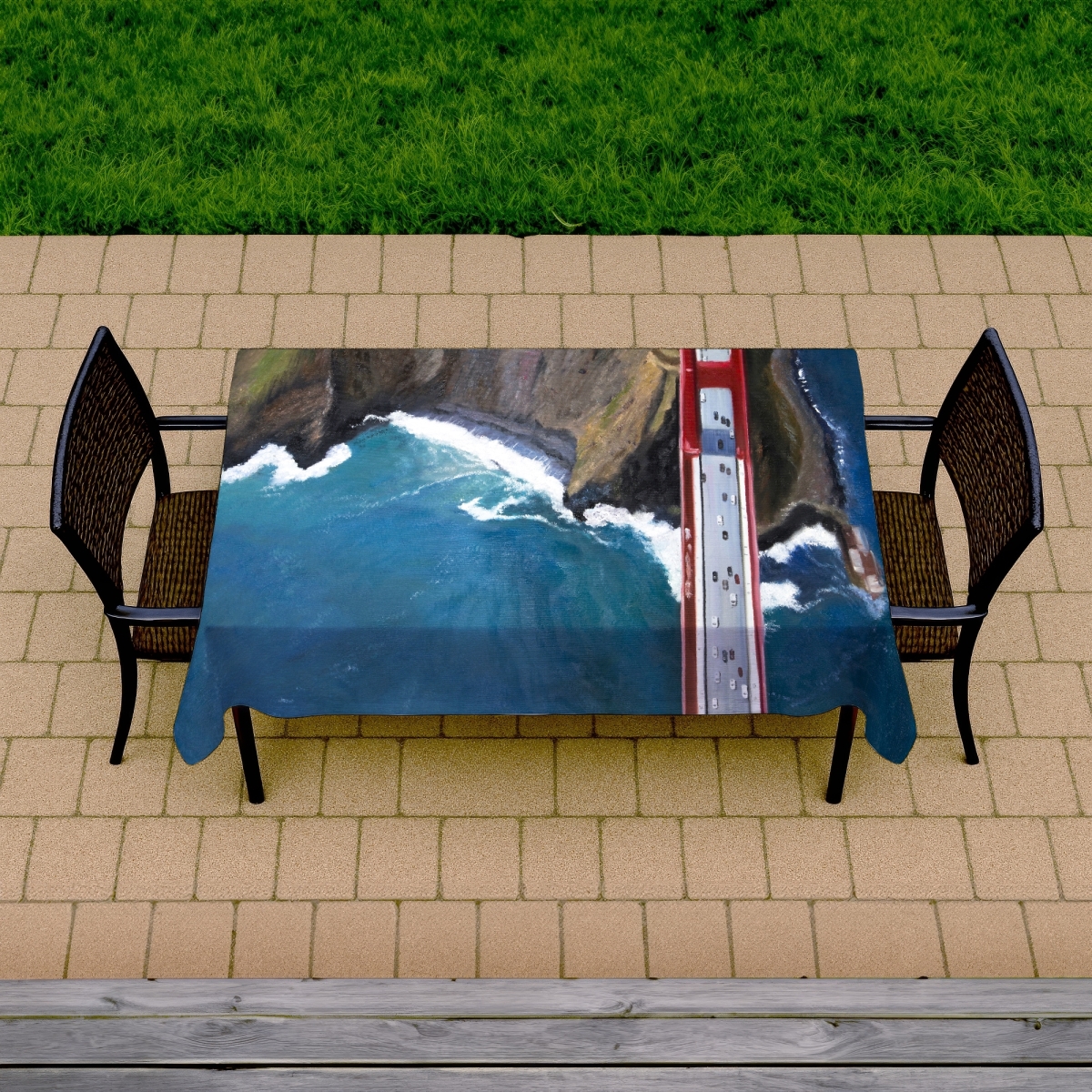 Picture of Begin Home Decor C1TCLRGEWOP4LT 58 x 102 in. Golden Gate Tablecloth - Indoor & Outdoor Home Decor - Cities American