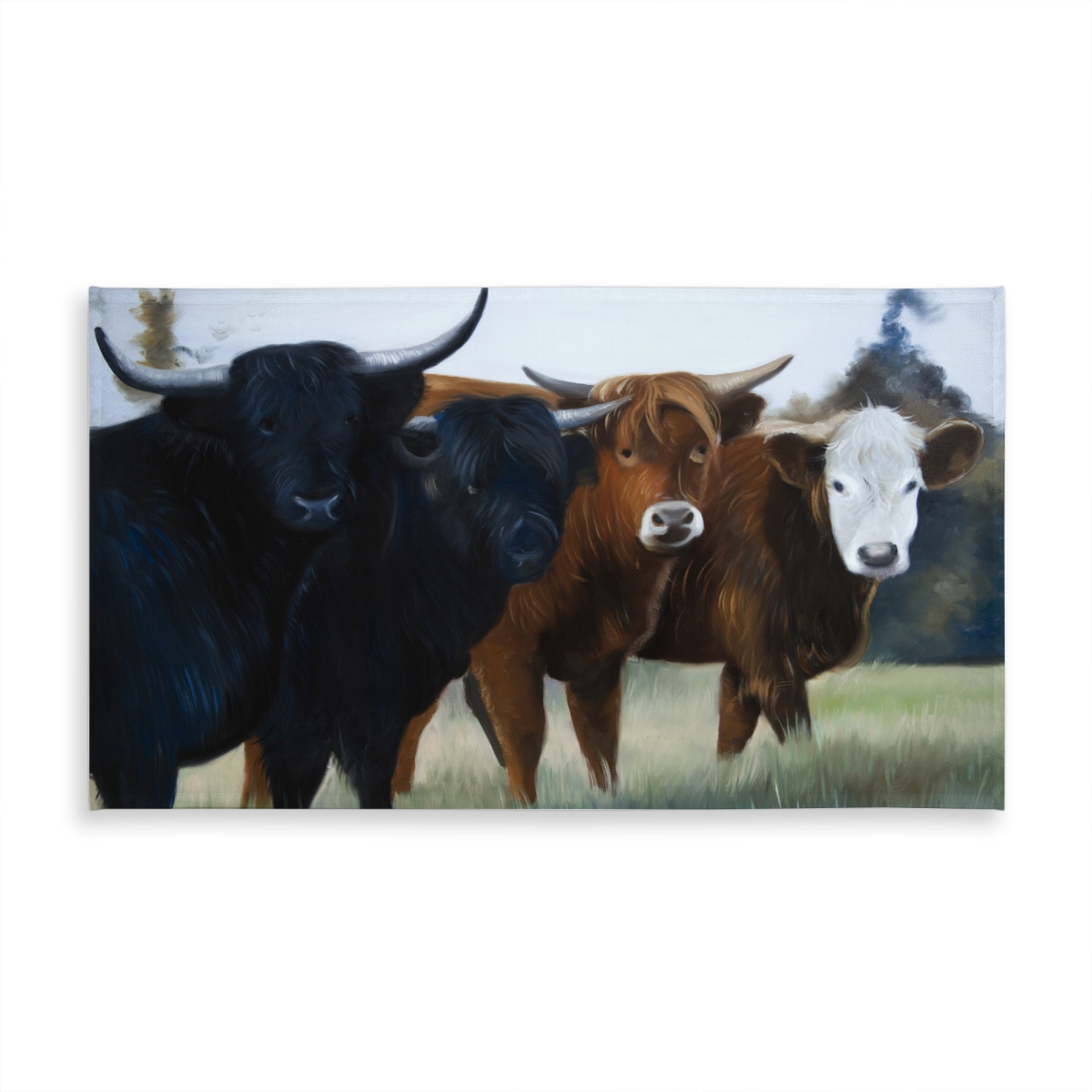 Picture of Begin Home Decor C1TCLRGEXZDAMY 58 x 102 in. Brown Farm Animals Tablecloth - Four Highland Cows Decor