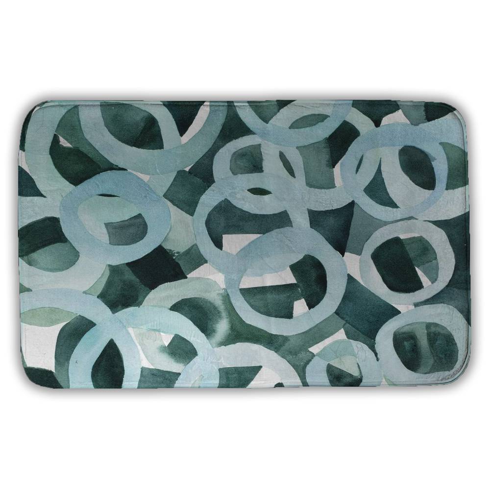 5930-3421-AB47 21 x 34 in. Turquoise Abstract Rings Bath Mat - Home Decor Pattern