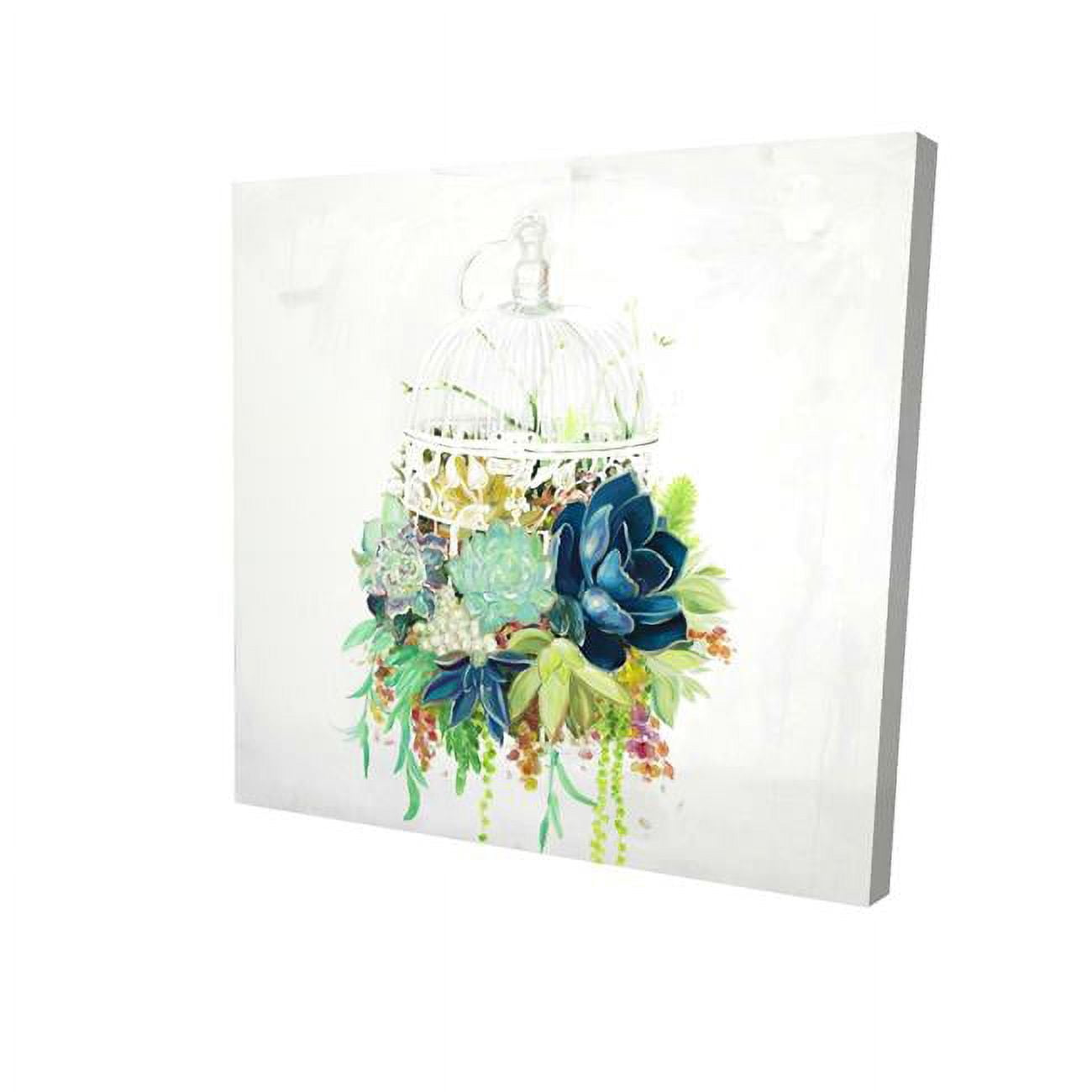 32 x 32 in. Bird Cage with Cactus-Print on Canvas