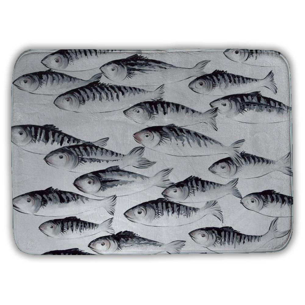 5930-1724-AN435 17 x 24 in. Gray School of Fish Bath Mat - Aquatic Home Decor