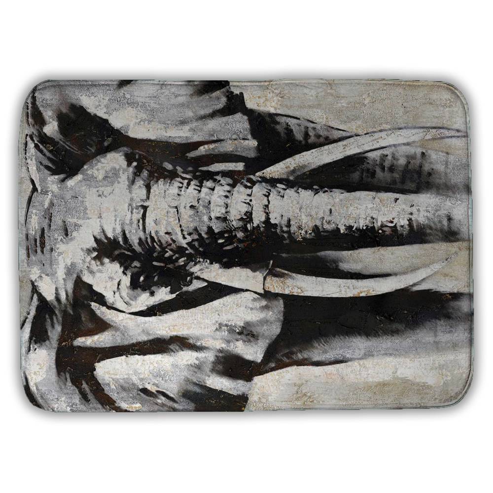 5930-2417-AN6 17 x 24 in. Grayscale Elephant African Bath Mat - Black Elephant Decor