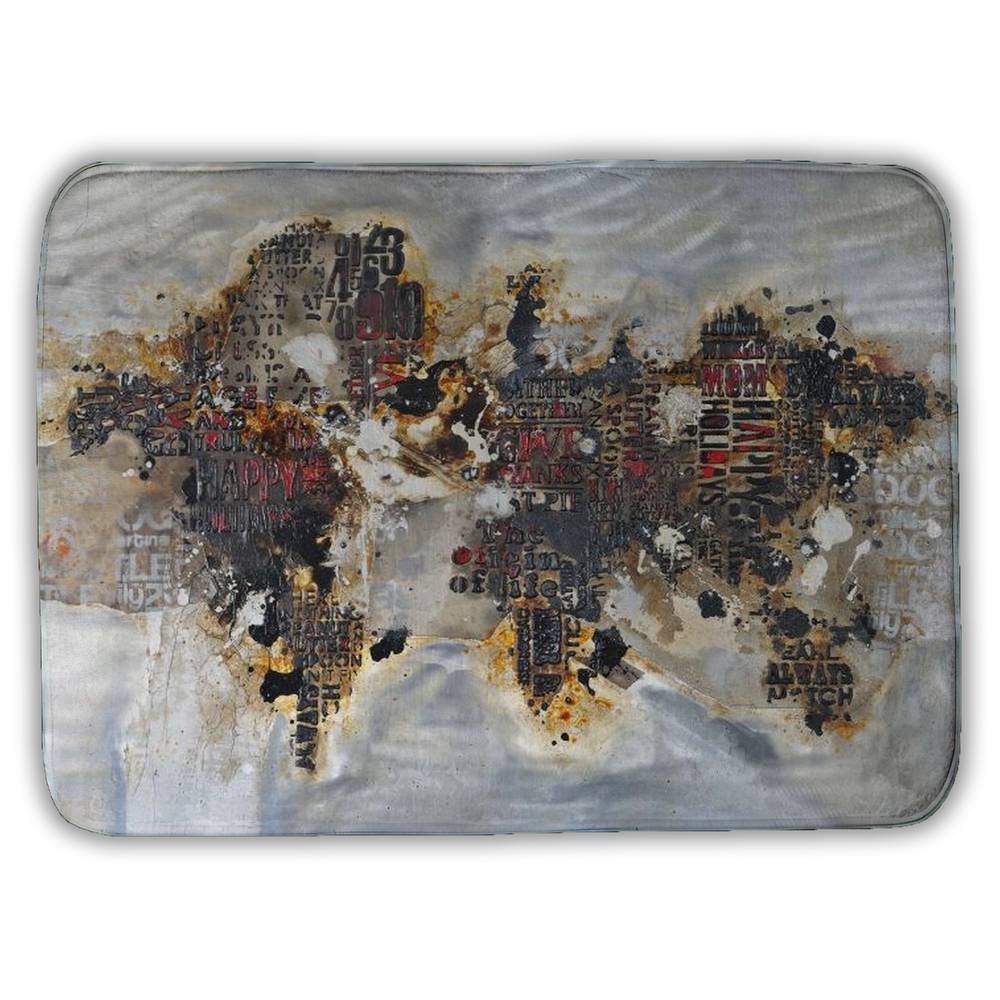 5930-1724-CI145 17 x 24 in. Brown Modern Satellite View Bath Mat - World Map Typography