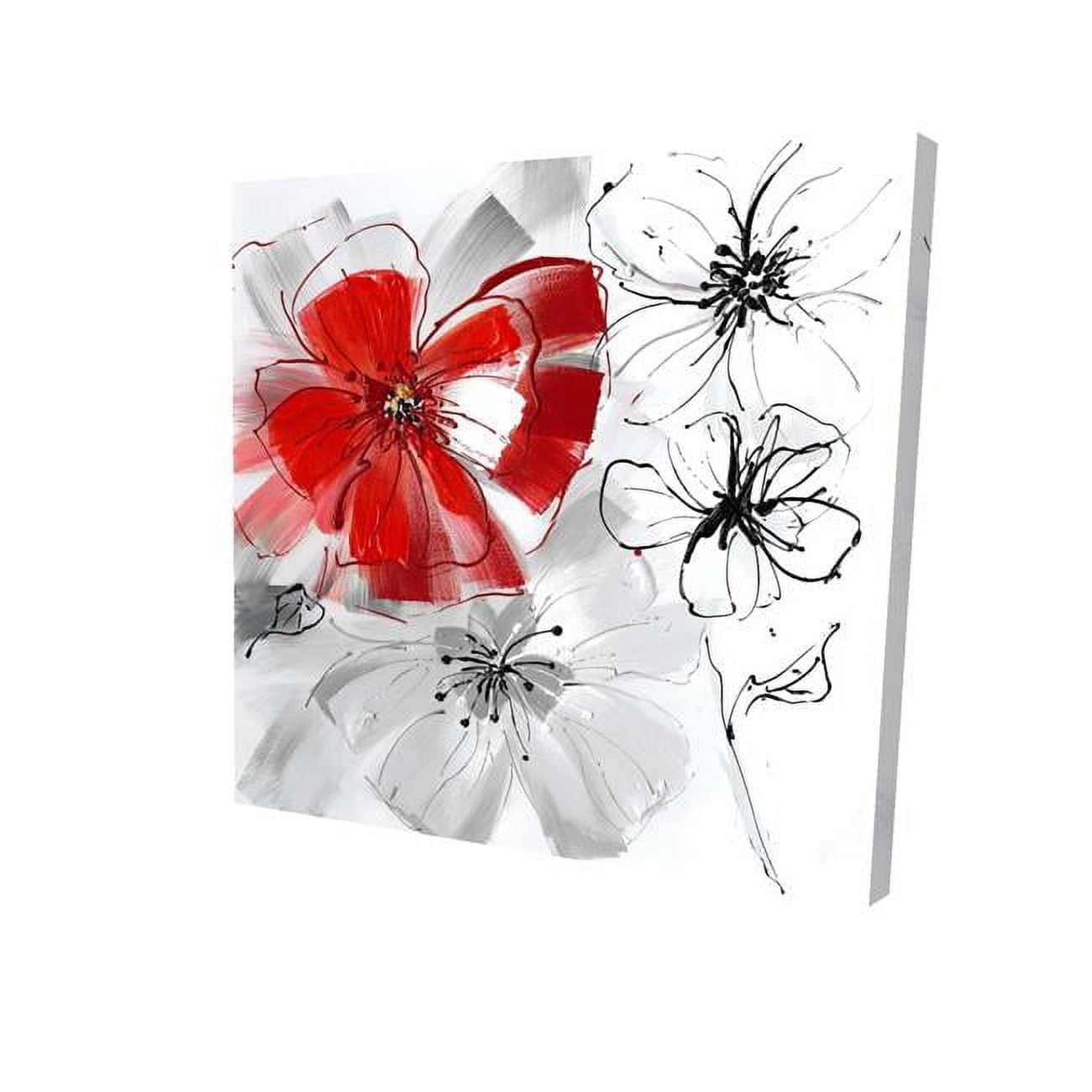 32 x 32 in. Red & Grey Flowers-Print on Canvas