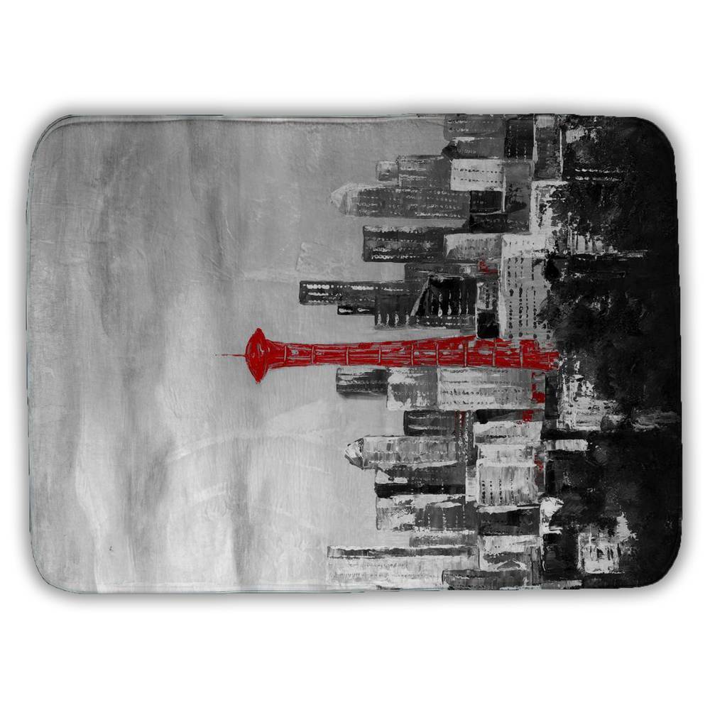 5930-2417-CI271 17 x 24 in. Space Needle Red Bath Mat - White Industrial Home Decor