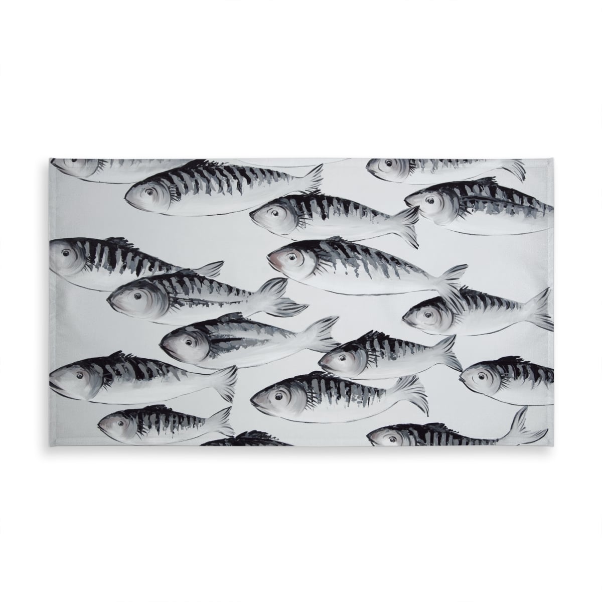 C1TCLRGEHW5P4S 58 x 102 in. Gray School of Fish Tablecloth - White Aquatic Design Decor
