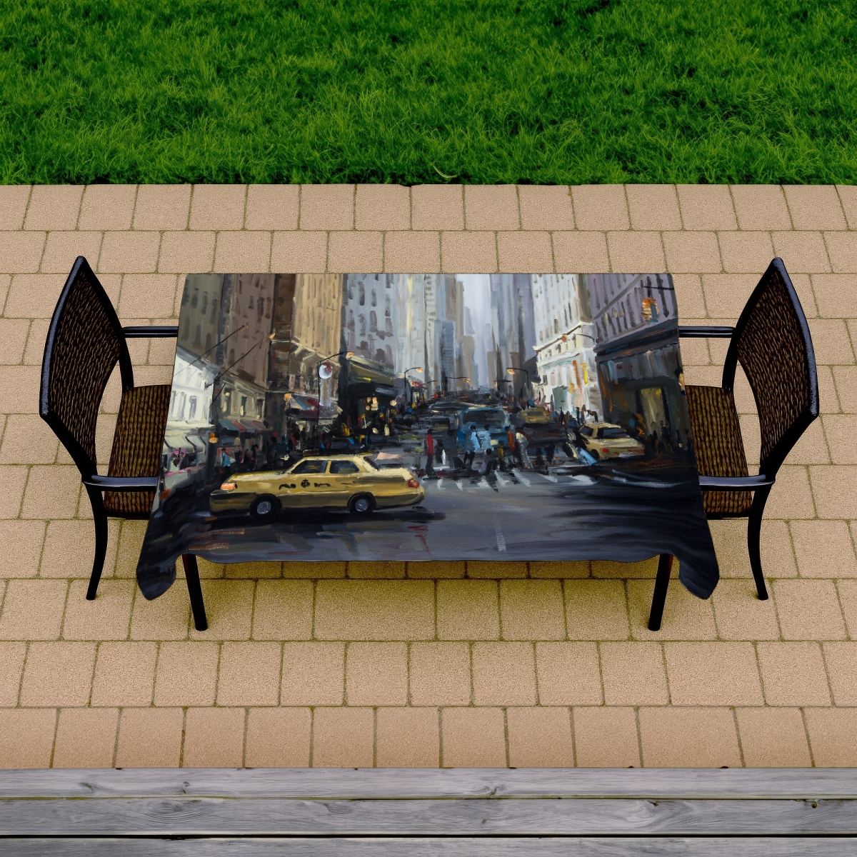 Picture of Begin Home Decor C1TCLRGEVO77SD 58 x 102 in. In the City Brown Cities Tablecloth - Indoor & Outdoor Decor