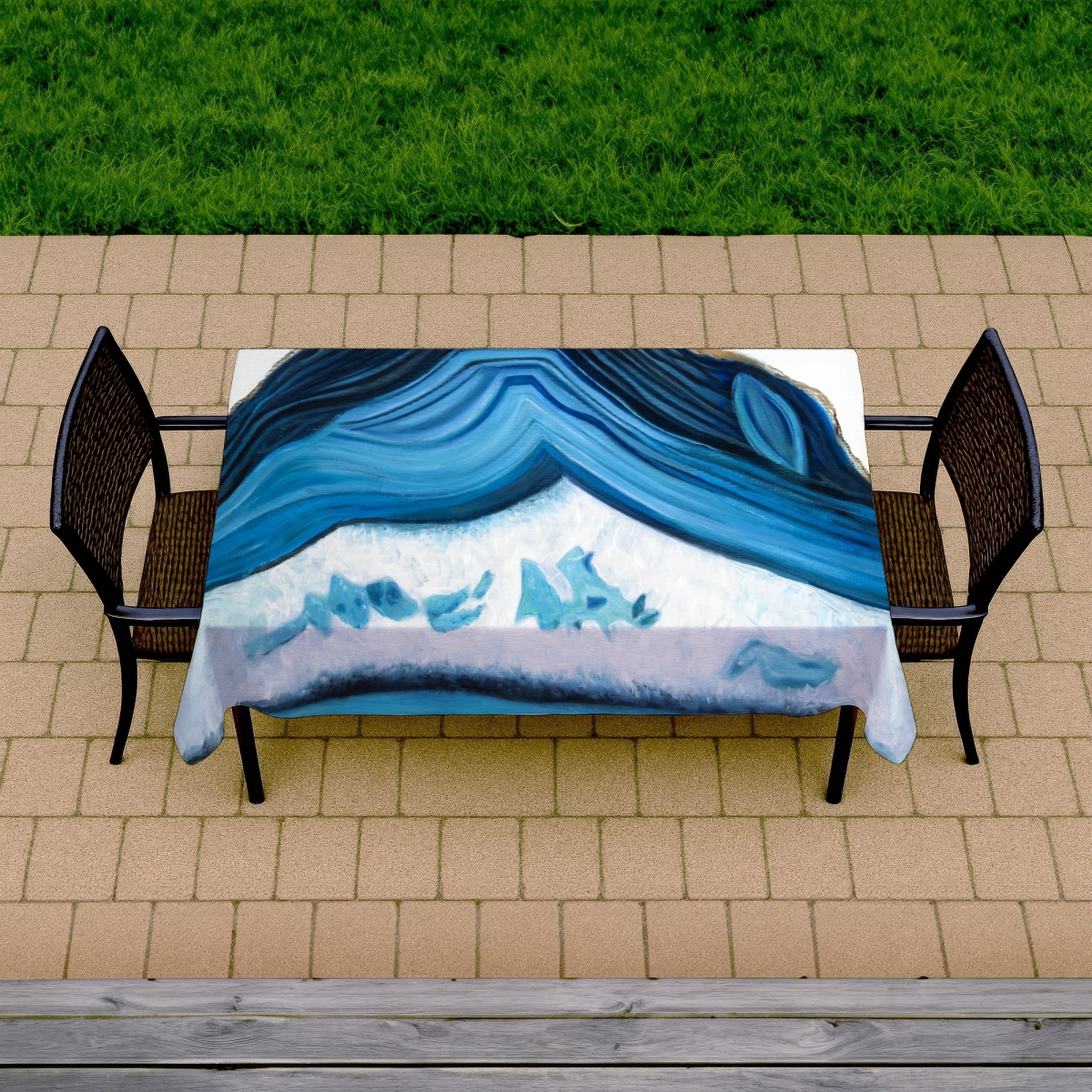 Picture of Begin Home Decor C1TCLRGEUTM2E5 58 x 102 in. Blue Geode Profile Tablecloth - Indoor & Outdoor Home Decor