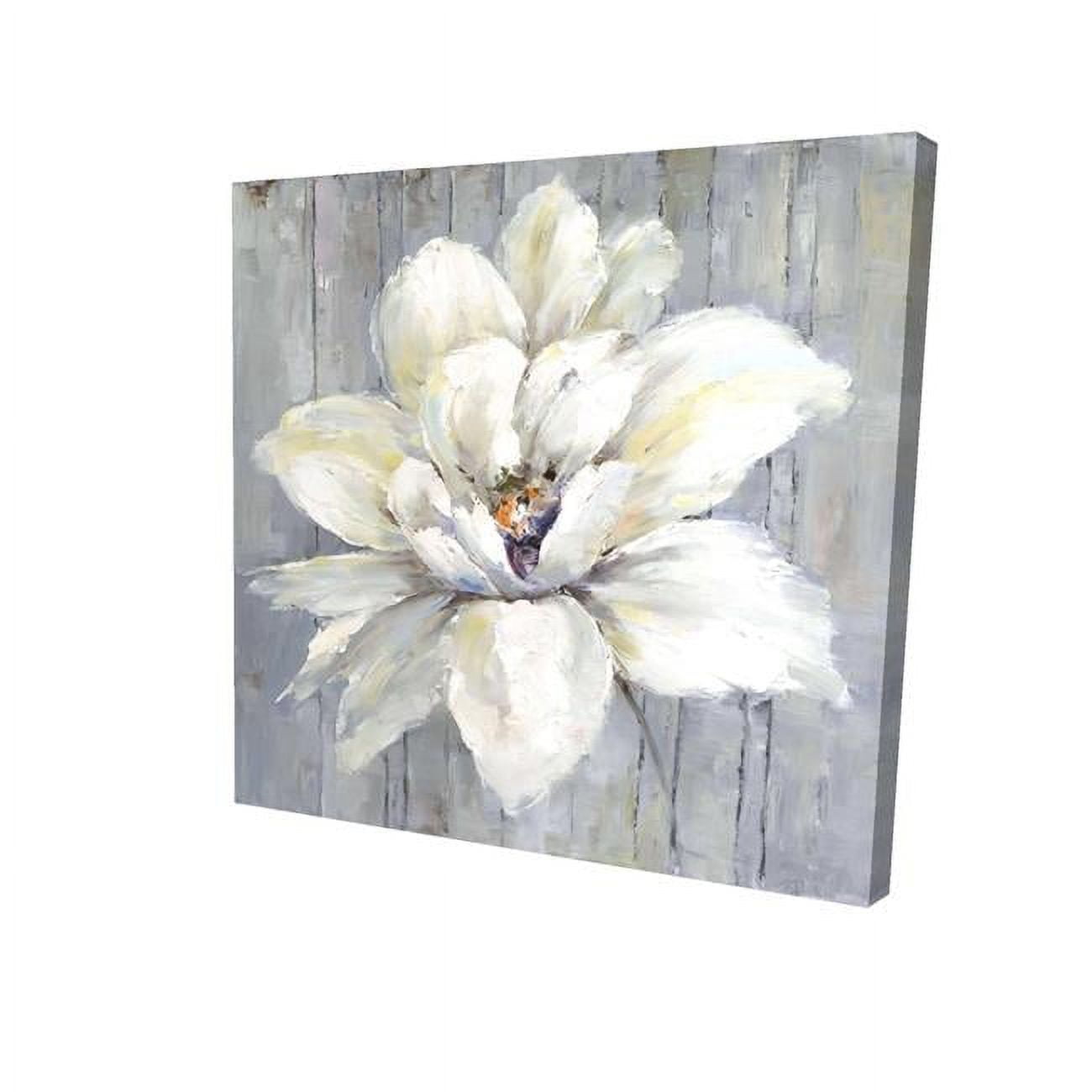 32 x 32 in. White Flower on Wood-Print on Canvas