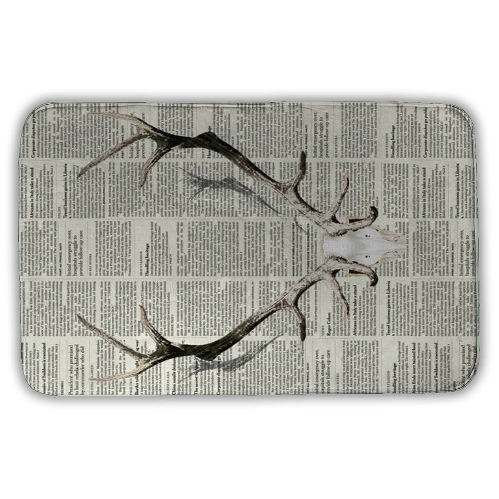 5930-3421-AN62 21 x 34 in. Deer Horns on Sapper - Brown Rustic Bath Mat for Home Decor